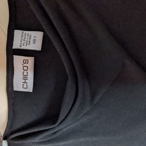 Chico's sz 0/Reg 4, ¾ sleeve black top. Soft and stretchy.
